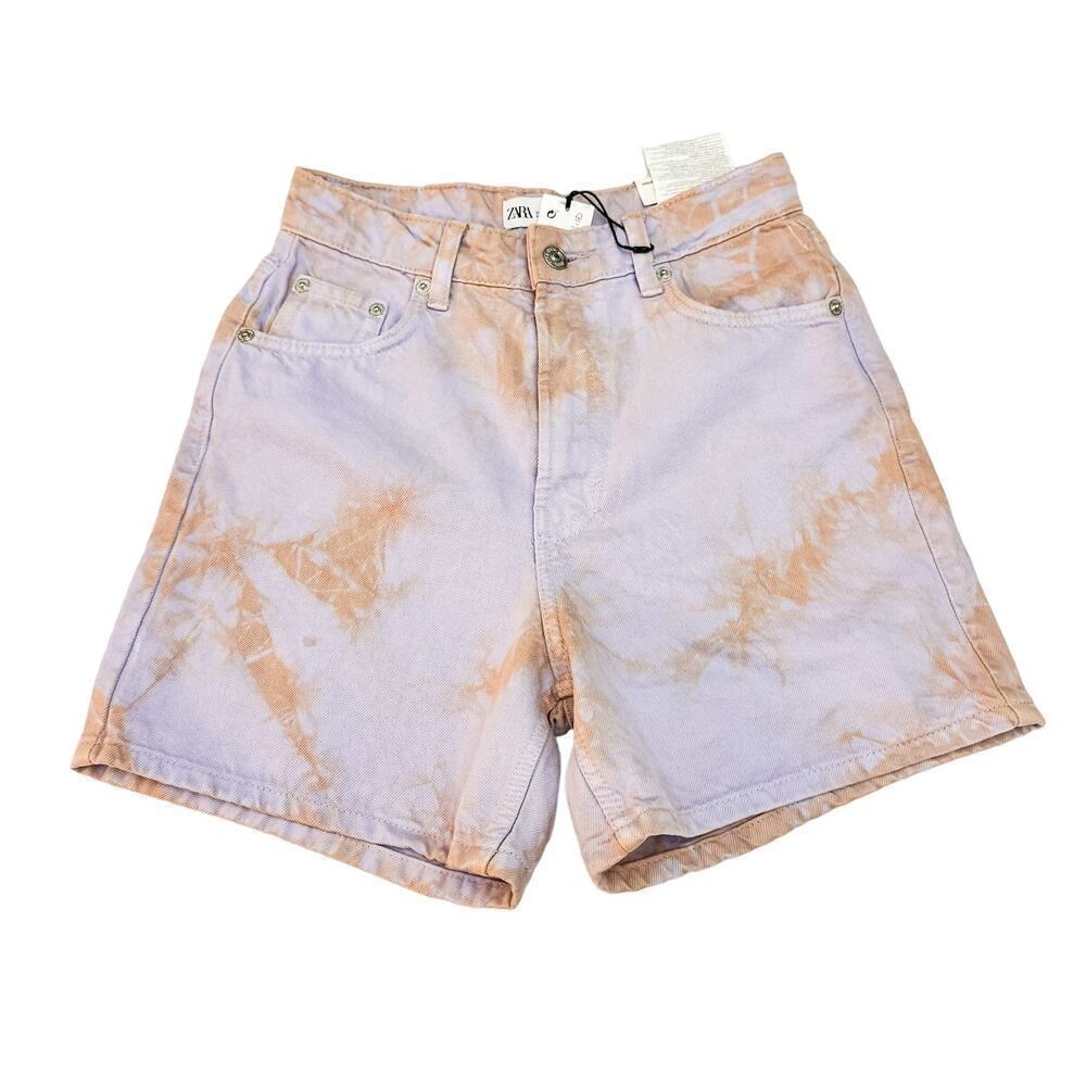 Zara High-Rise Purple Distressed Denim Short Jeans Size 2